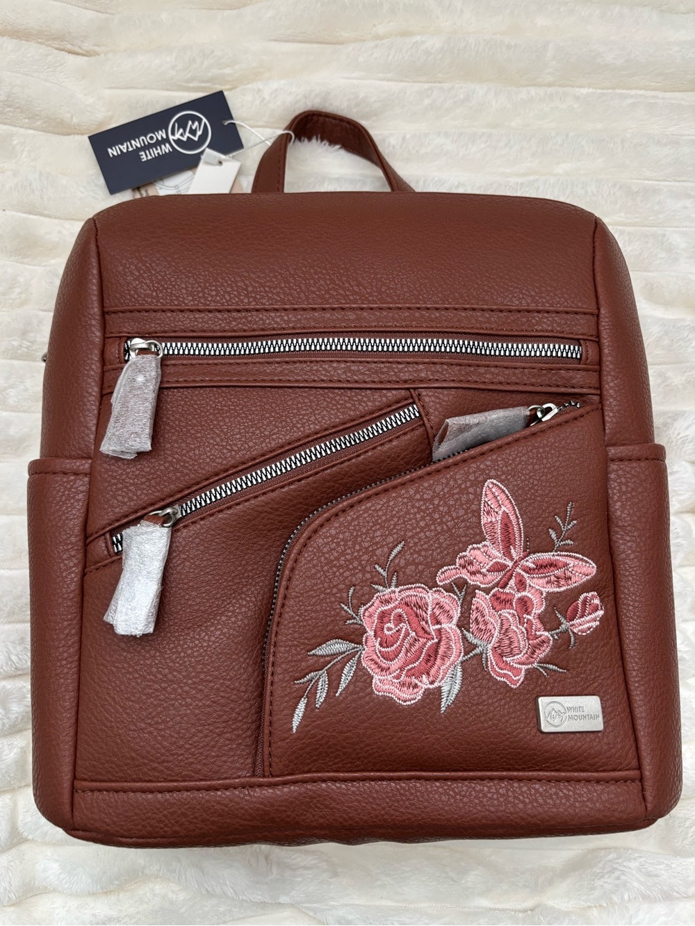 White Mountain - Floral Embroidery - Purse/Backpack